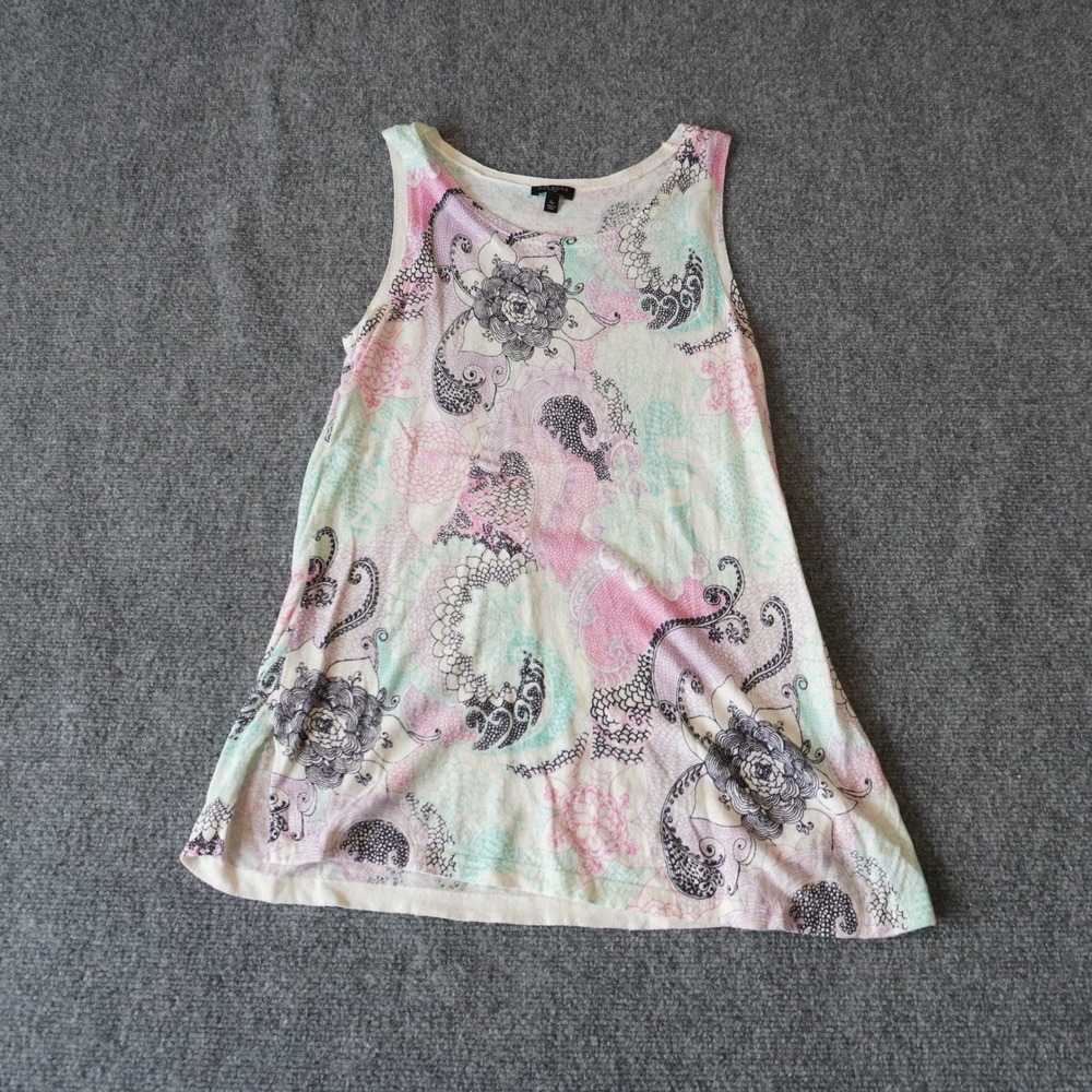 Talbots Petites SP Sleeveless Floral‎ Paisley Linen Blend Tank Top Blouse